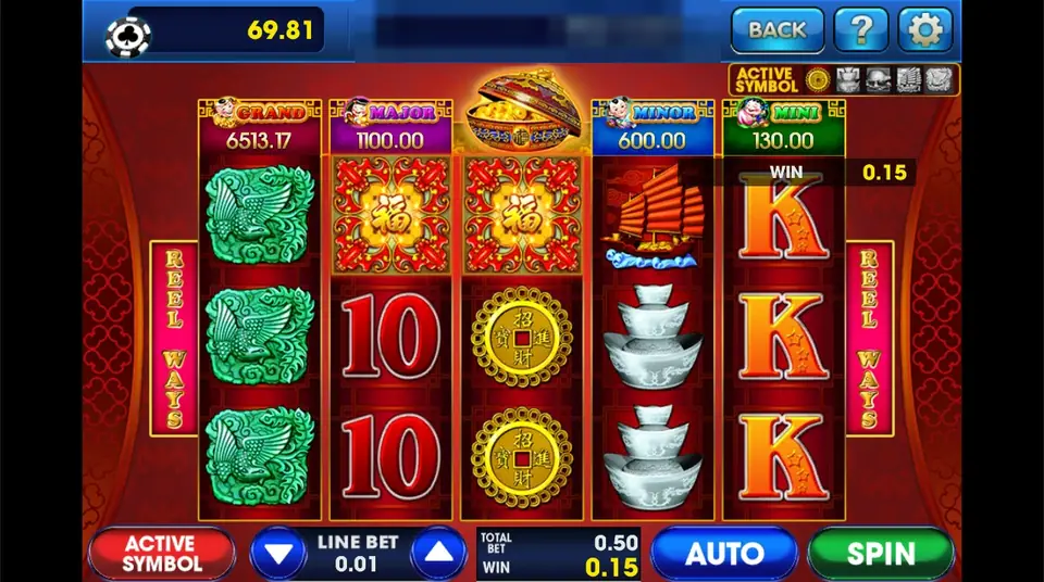 88 Fortune at a 0.01 line bet and 0.50 total, with three jade phoenixes on reel 1, Fu wilds on reels 2 and 3 and a 0.15 win