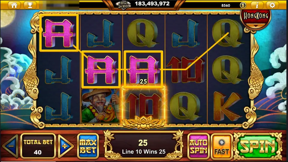 Mystery Lake of Pearl win of 25 on line 10, with three pink A symbols boxed in gold and a total bet of 40